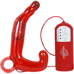 Doc Johnson Pleasure Wand Waterproof Vibrating Prostate Stimulator, 4.5 Inch, Red