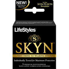 LifeStyles SKYN Polyisoprene Non-Latex Lubricated Condoms, Pack of 3, Original