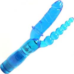 Twice Da Vice Waterproof Dual Penetration Vibrator, 10.5 Inch, Blue