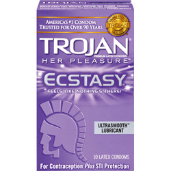 Trojan Her Pleasure Ecstasy Condoms with UltraSmooth Lubricant, 10 Pack