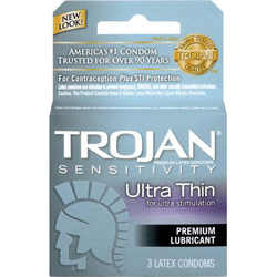 Trojan Sensitivity Ultra Thin Lubricated Condoms, 3 Pack