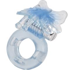Basic Essentials Butterfly Enhancer Jelly Vibrating Ring, Blue