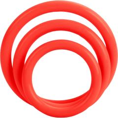 CalExotics Tri Rings Stretchy Cockring Set, Red