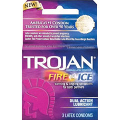 Trojan Fire and Ice Dual Action Lubricant Condoms, 3 Pack