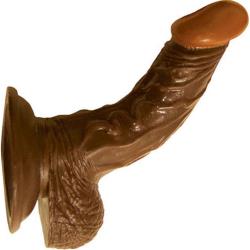 RealSkin Afro American Whoppers Dong with Balls, 5 Inch, Brown