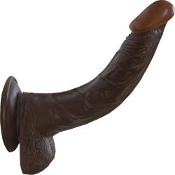 RealSkin Afro American Whoppers Curved Dong with Balls, 8 Inch Ebony