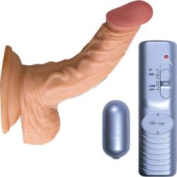 RealSkin All American Whoppers Vibrating Dong with Balls, 5 Inch, Flesh