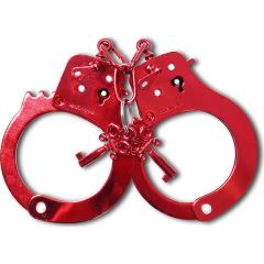 Fetish Fantasy Anodized Metal Hand Cuffs, One Size, Red