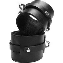 KinkLab Bondage Basics Leather Ankle Cuffs, Black