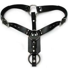 KinkLab Butt Plug Harness with Cock Ring, Black