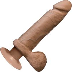 Vibrating Realistic UltraSKYN Cock with Balls, 8 Inch, Caramel