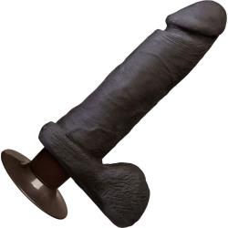 Vibrating Realistic UltraSKYN Cock with Balls, 8 Inch, Chocolate