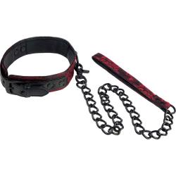 CalExotics Scandal Collar with Chain Leash, Red/Black