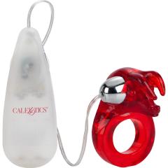 CalExotics Matador Vibrating Jelly Cock Ring, Transparent White and Red