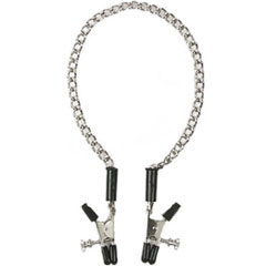 Spartacus Adjustable Alligator Tip Clamps with Link Chain, Silver