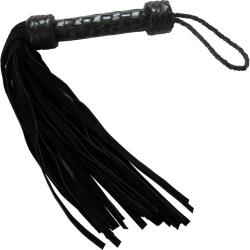 Ruff Doggie Short Suede Leather Flogger with Checkered Grip, 18 Inch, Black