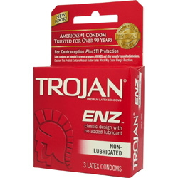 Trojan Enz Non Lubricated Premium Latex Condoms, 3 Pack