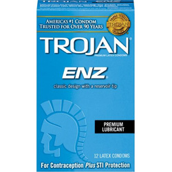 Trojan Enz Lubricated Premium Latex Condoms, 12 Pack