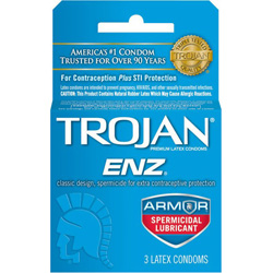 Trojan Enz ARMOR with Spermacide Lubricated Condoms, 3 Pack