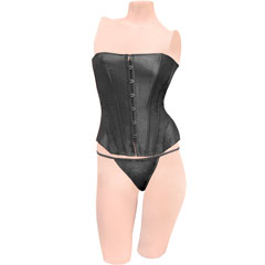 Dear Lady Clubwear Lace Up Back Strapless Corset and G-String Set, Size 32, Black