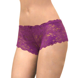 Floral Lace Boy Short Panty for Women, Extra Small, Purple Lilies