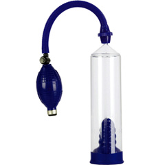 Basic Essentials Penis Pump, 8 Inch by 2 Inch, Clear/Blue