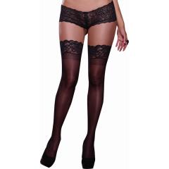 Dreamgirl Stay Up Sheer Thigh High with Lace Top, Plus Size, Black