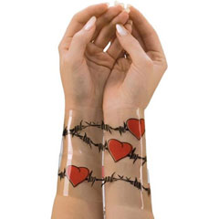 Reusable Designer Bondage Tape with Barbed Wire Hearts, 30 Feet
