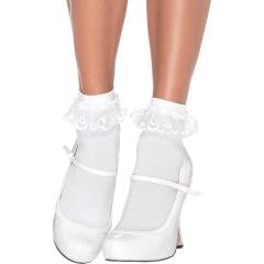 Leg Avenue Anklets with Lace Ruffle Trim, One Size, White