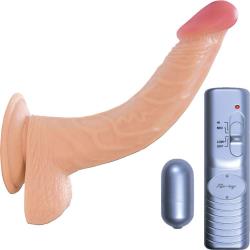 RealSkin All American Whoppers Vibrating Dong with Balls, 8 Inch, Flesh
