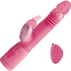 Remote Control Thrusting Rabbit Female Vibrator, 10 Inch, Pink Pearl