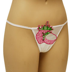 Wild Berry Appliqued Thong White Large