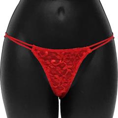 Necessary Objects Miss Scarlett Lace and Rhinestone Slit Waist Panty, Medium, Red