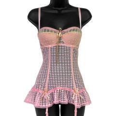 Queen Of Hearts Boned and Underwire Bustier 34B Pink