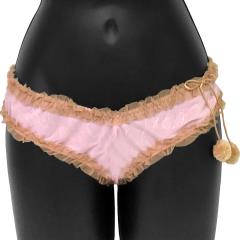Necessary Objects Cherry Pie Sweet and Low Tanga Panty, Large, Pink