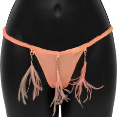 Tail Feathers Thin Back Thong Small Peach