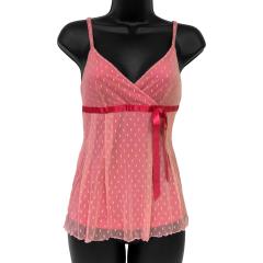 Necessary Objects Miss Dottie Flouncy Polka Dot Camisole, Small, Pink