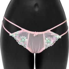 Necessary Objects Lily Of The Valley Slit Waist Thong, Medium, Pink