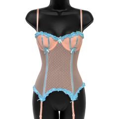 Show Girl Removable Strap and Garter Bustier 34A Peach Puff