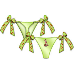 Centerfold Side Bow Thong Small Green