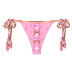 Necessary Objects Ribbon Tie Thong Panty, Small, Dogwood Pink