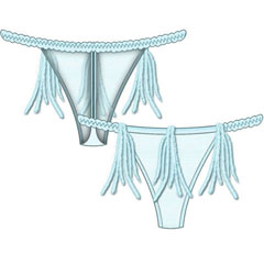 Tail Feathers Thin Back Thong Large Blue