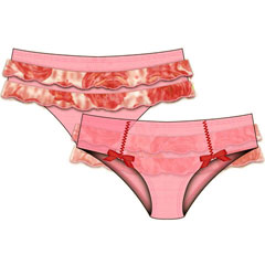 Necessary Objects Rose Garden Cheeky Bikini with Ruffles, Medium, Pink