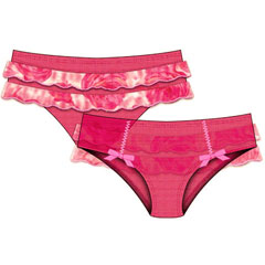 Necessary Objects Rose Garden Cheeky Bikini with Ruffles, Small, Fuchsia