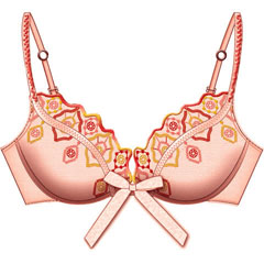 Necessary Objects Jewel of the Nile Lined Underwire Bra, 34B, Pink