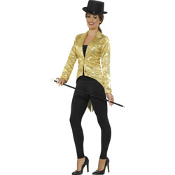 Smiffys Sequin Tailcoat Jacket, Large, Sequin Gold