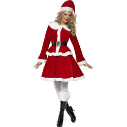 Smiffys Miss Santa Costume, Medium, Red/White