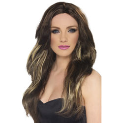 Temptress Long Wavy Wig, One Size, Brown/Blonde