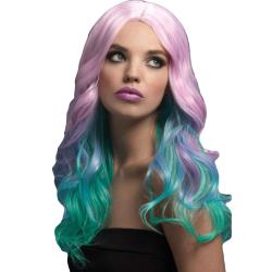 Fever Khloe Long Wave Wig, One Size, Pastel Rainbow Ombre