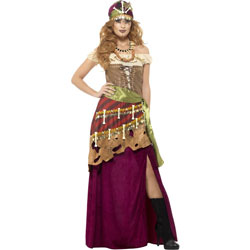Deluxe Voodoo Priestess Costume by Smiffys, Small, Wine Red